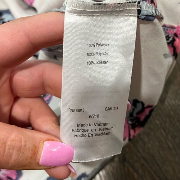 Motherhood Maternity White Pink Blue Floral Print Tank Top Size M - Picture 3 of 5